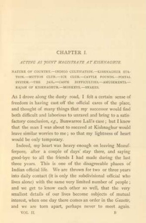 Chapter I. Acting as joint magistrate at Kishnaghur