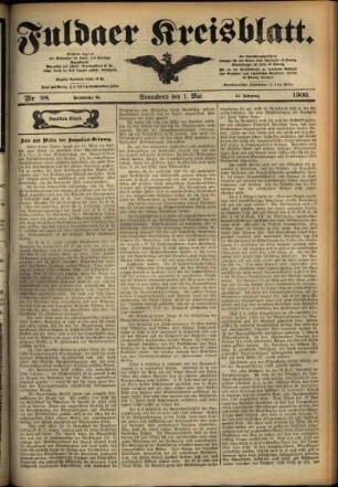 Zweite Ausgabe vom Samstag, den 01. Mai 1909.