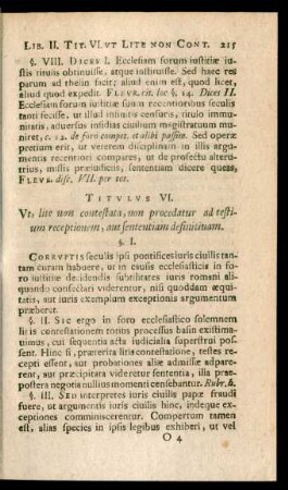 Titulus VI. Ut, lite non constata, non procedatur ad testium receptionem, aut sententiam definituam.