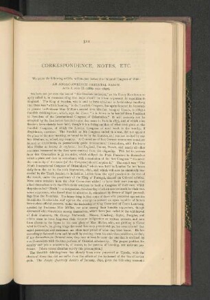 Correspondence, Notes, Etc.