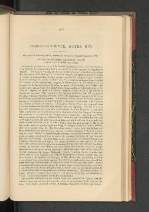 Correspondence, Notes, Etc.