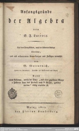 Anfangsgründe der Algebra