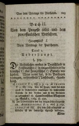 Hauptstück I. Vom Vortrage der Partheyen.