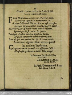 Ad Clariss. hujus tractatûs Autorem, Oseologon experimentissimum