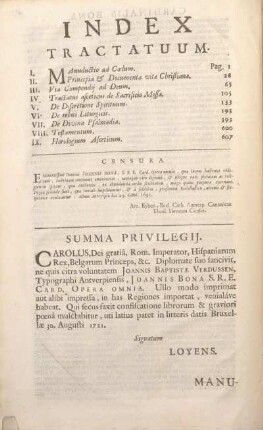 Index Tractatuum.
