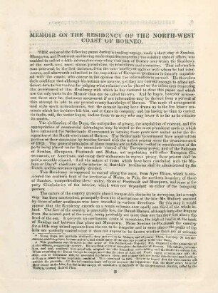 Memoir on the residency of the North-West Coast of Borneo