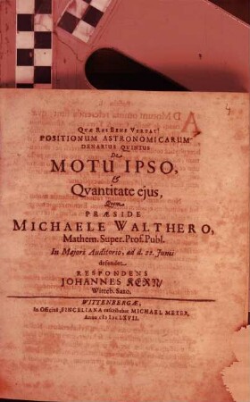 Positionum Astronomicarum Denarius ..., 5. De Motu Ipso & Quantitate eius