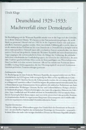 Deutschland 1929-1933: Machtverfall einer Demokratie