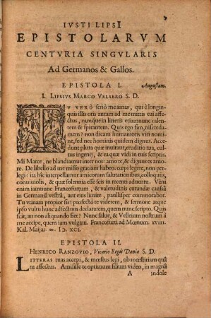 Ivsti Lipsi[i] Epistolarvm Selectarvm Centvria Singvlaris Ad Germanos & Gallos