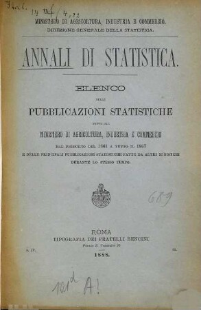 Annali di statistica : Ministero di Agricoltura, Industria e Commercio. Direzione generale della Statistica, 22