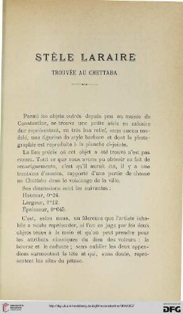 Sér. 3: Stèle Laraire trouvée au Chettaba