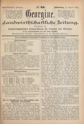 Achtundfünfzigster Jahrgang. No. 33. Insterburg, 14. August 1890.