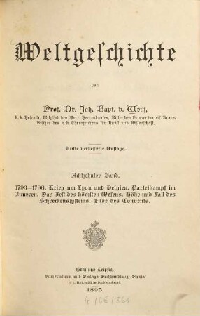 Weltgeschichte, 18. Die französische Revolution ; 4: 1793 - 1796, Krieg um Lyon und Belgien [u.a.]