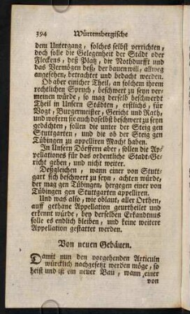 394-403, Von neuen Gebäuen.; Von neuen Gebäuen auf neue Hofstätt.; Gemeine Allmeindt unverbaut zu lassen.; Von neuen Gebäuen auf alte Hofstätt.; Von neuen Gebäuen auf alte Stöck.; Von schliessenden Gebäuen.; Wie auf einen gemeinen Grund von neuem zu bauen.