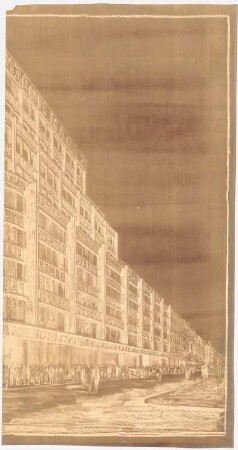 Geschäftshaus S. Adam, Leipziger Straße/ Friedrichstraße, Berlin: Straßenansicht aus der Eckperspektive