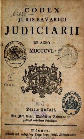 Codex iuris bavarici iudiciarii : de anno MDCCCVI