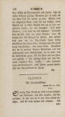 CLXXXVI. An Ebendenselben