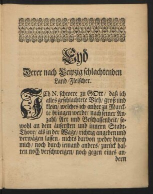 Eyd Derer nach Leipzig schlachtenden Land-Fleischer.