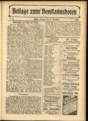 Zweite Ausgabe vom Sonntag, den 22. November 1903.