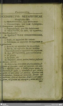 Conspectus Metaphysicae