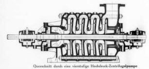 Vierstufige Hochdruckzentrifugalpumpe, Querschnitt (Maffei-Schwartzkopff-Werke GmbH) : Technikgeschichte | Maschinenbau | Hebezeuge | Pumpen, Ventilatoren, Kompressoren