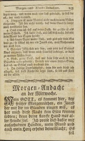Morgen-Andacht an der Mittwoche.