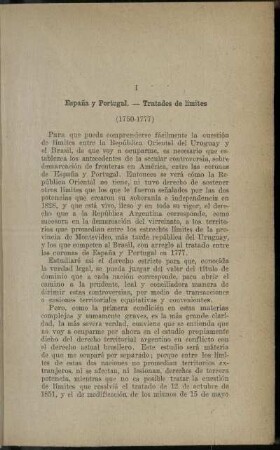 I: España y Portugal. - Tratados de límites (1750 - 1777)