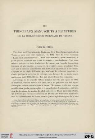 2: Les principaux manuscrits à peintures de la Bibliothèque Impériale de Vienne