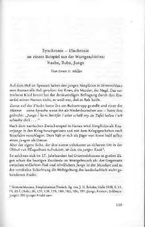 Synchronie - Diachronie, an einem Beispiel aus der Wortgeschichte : Knabe, Bube, Junge