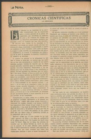 Crónicas cientificas : La obesidad