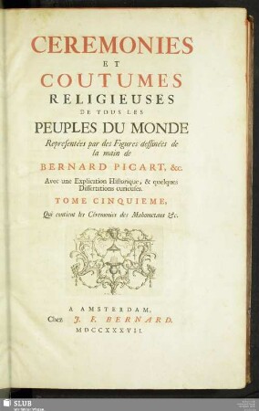 5: Qui contient les Céremonies des Mahometans &c.