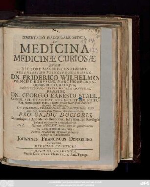 Dissertatio Inauguralis Medica De Medicina Medicinæ Curiosæ