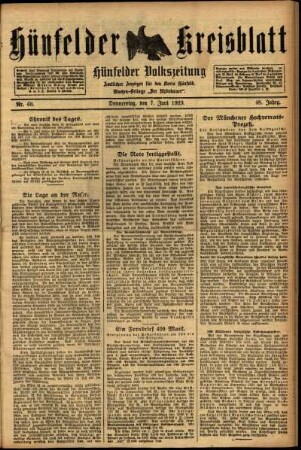 Ausgabe vom Donnerstag, den 07. Juni 1923.