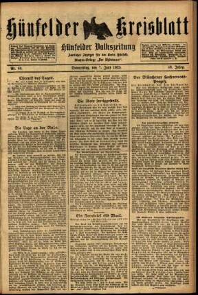 Ausgabe vom Donnerstag, den 07. Juni 1923.