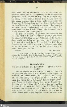 Kumbakonam, eine Missionsstation im Tamillande : eine Missionsstunde