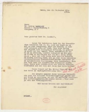 Brief an Ludwig Landshoff : 19.09.1930