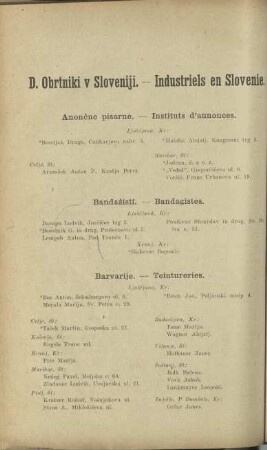 D. Obrtniki v Sloveniji. - Industriels en Slovenie.