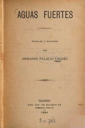 Aguas fuertes : Novelas y cuardos por Armando Palacio Valdés