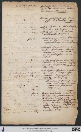 Privilegien der Universität Freiburg; Abschrift des Index Generalis von J. Lorichius: Privilegien