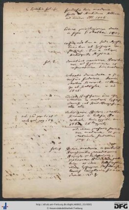 Privilegien der Universität Freiburg; Abschrift des Index Generalis von J. Lorichius: Privilegien