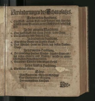 Veränderungen des Schauplatzes.