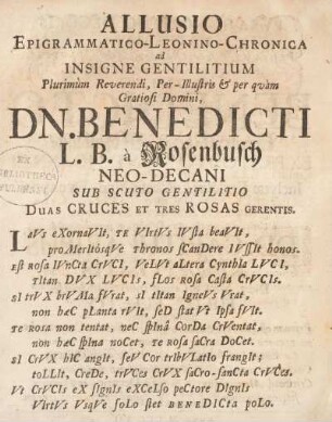 Allusio Epigrammatico-Leonino-Chronica ad insigne gentilitium.