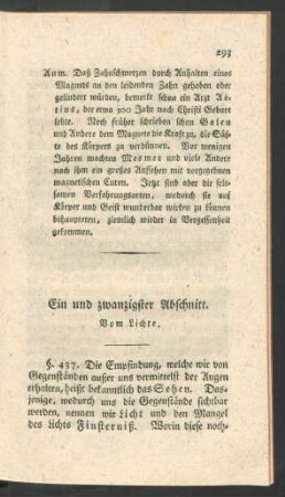 Ein und zwanzigster Abschnitt. Vom Lichte.