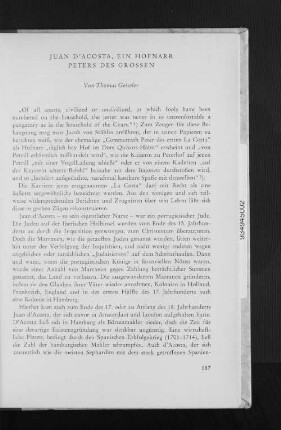 Juan d'Acosta, ein Hofnarr Peters des Grossen