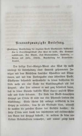 Neunundzwanzigste Vorlesung