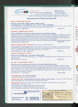 Kultur Mix: Veranstaltungen im Oktober/November 2007