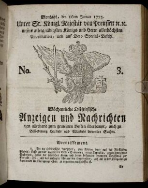 No. 3. Montags, den 16ten Januar 1775