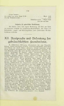 XII. Aussprache und Bedeutung der gebräuchlichsten Fremdwörter