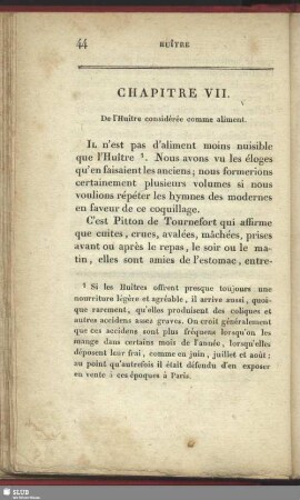 Chapitre VII. - Del'Huȋtres considérée comme aliment