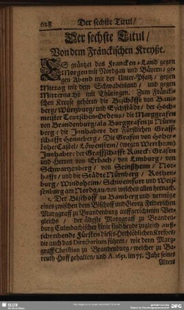 Der sechste Titul, Von dem Fränckischen Kreyße